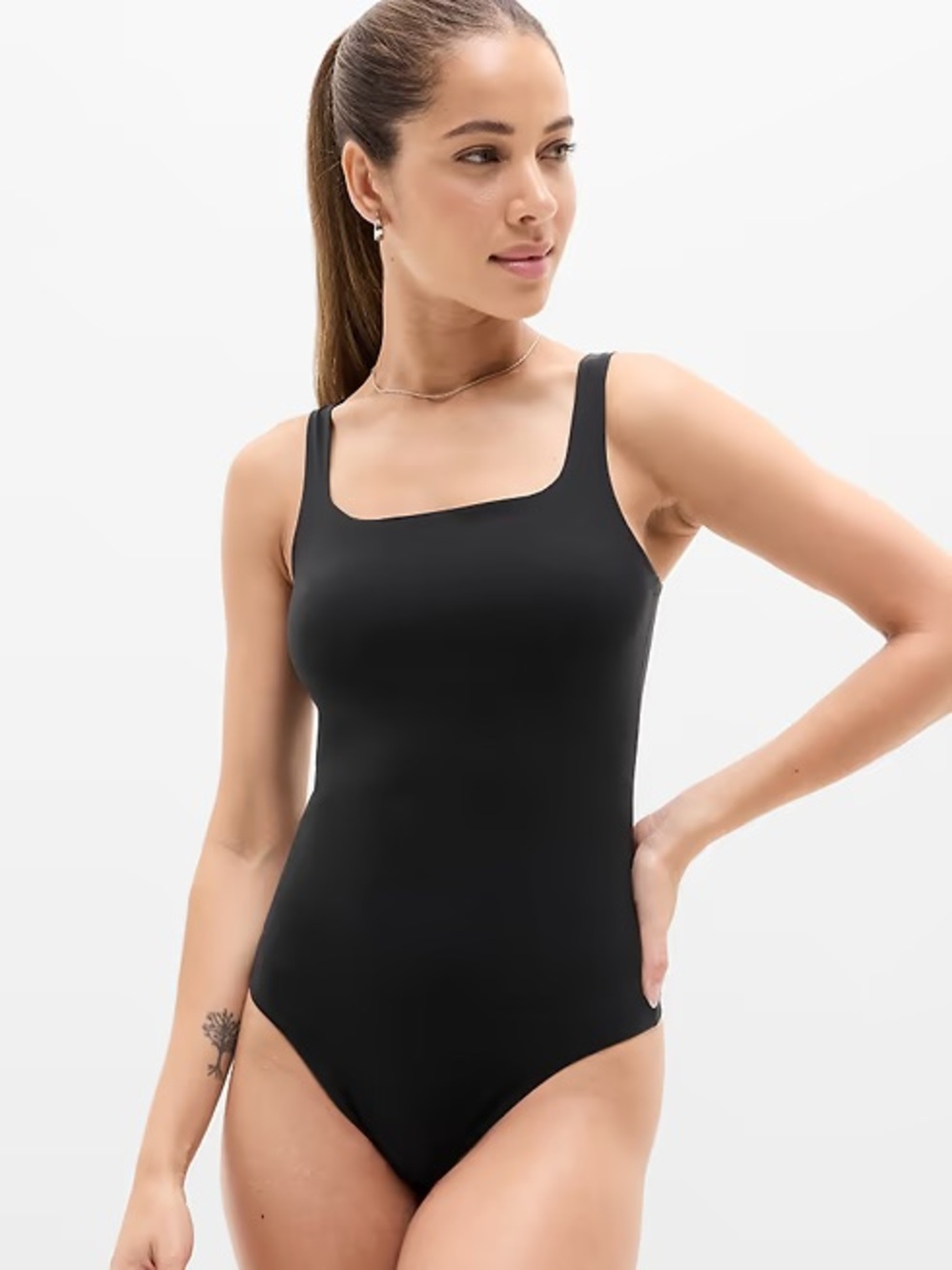 Babaton Black Square-Neck One-Piece Swimsuit